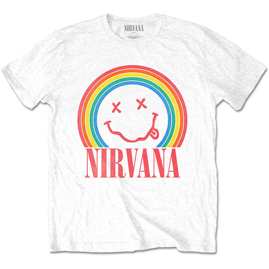Nirvana T-Shirt: Happy Face Rainbow
