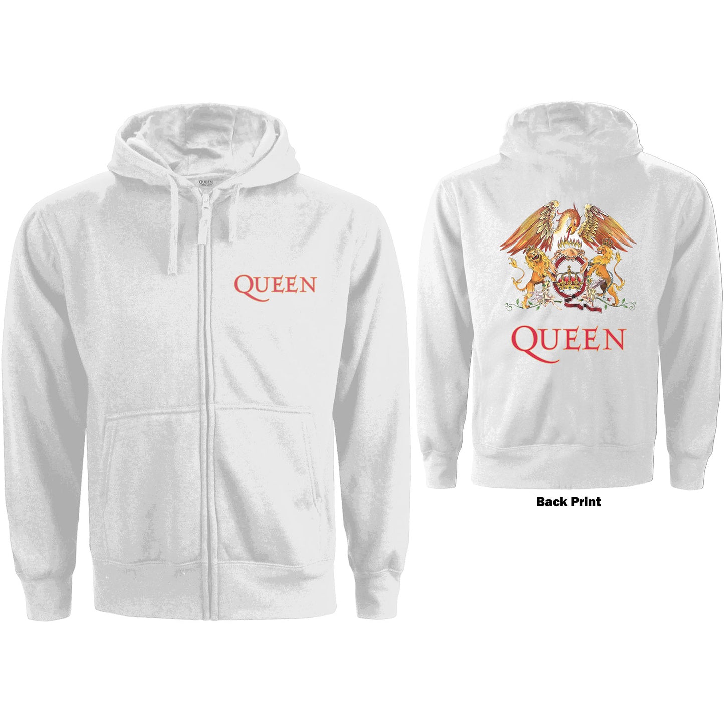 Queen Ladies Zipped Hoodie: Classic Crest