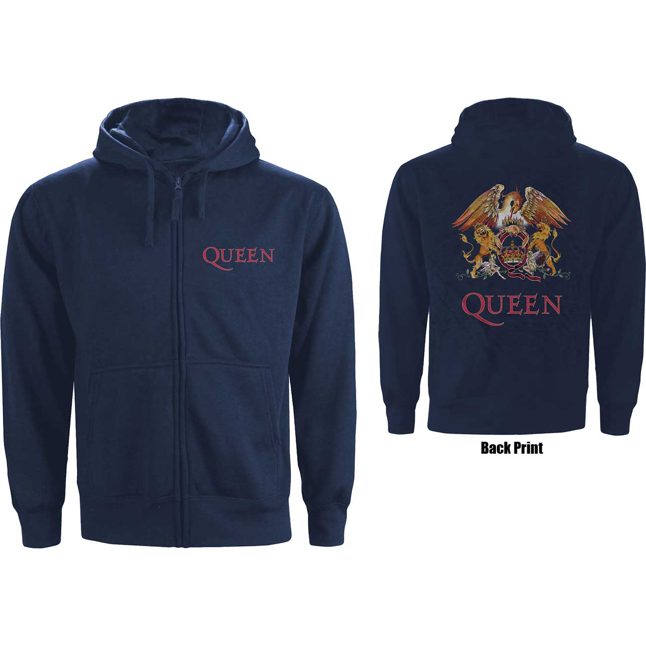 Queen Zipped Hoodie: Classic Crest