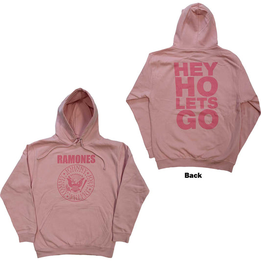 Ramones Pullover Hoodie: Pink Hey Ho Seal