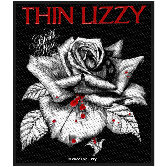 Thin Lizzy Standard Woven Patch: Black Rose