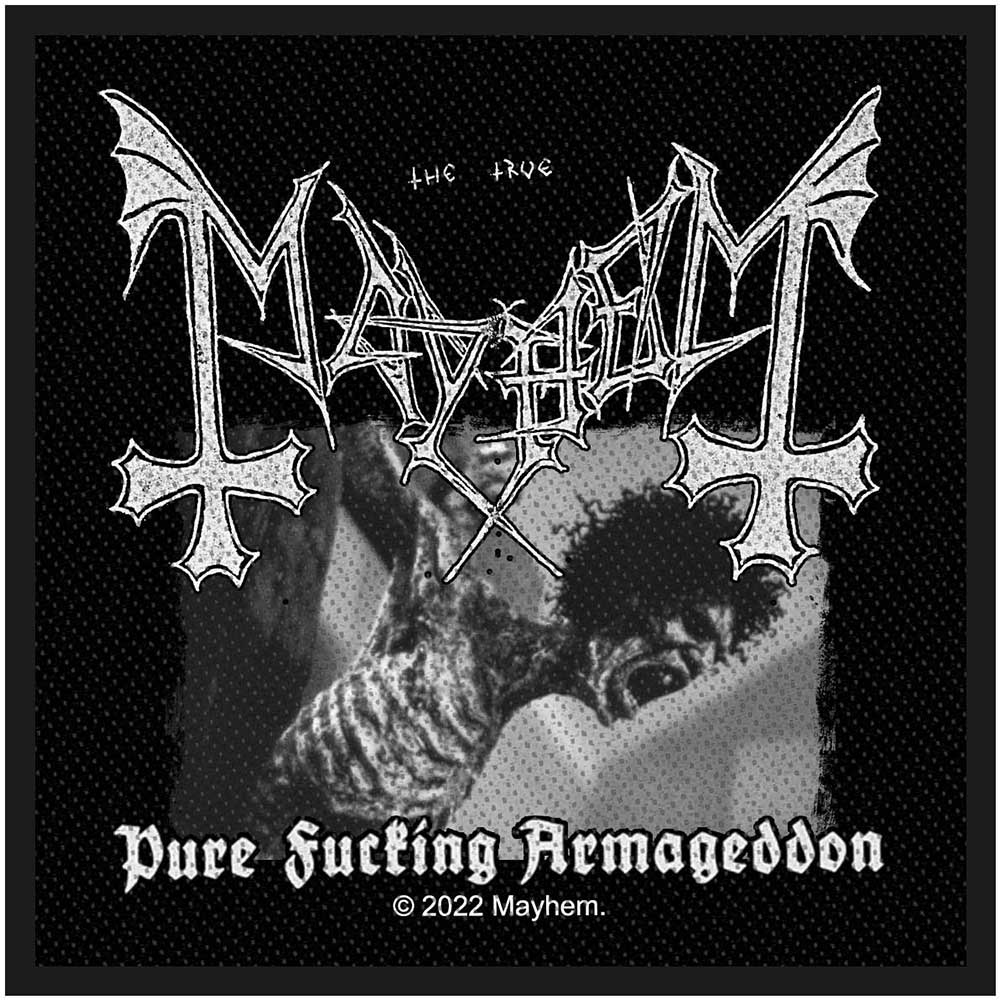 Mayhem Standard Woven Patch: Pure Fucking Armageddon