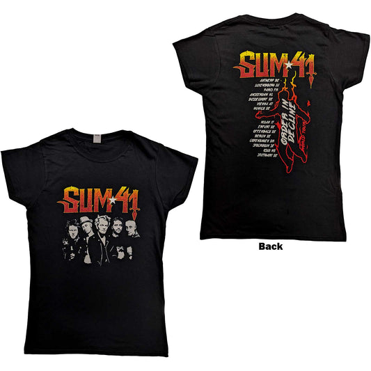 Sum 41 Ladies T-Shirt: Order In Decline Tour 2020 Band Photo