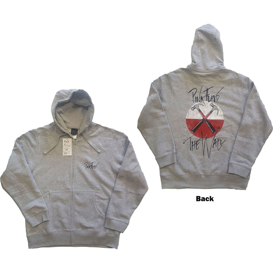 Pink Floyd Zipped Hoodie: The Wall Faded Hammers Logo